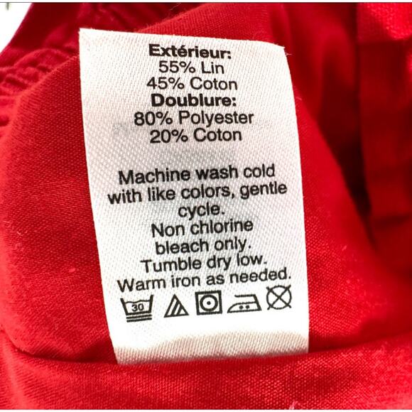 J. Crew Skirt WMNS 10 Red Scalloped Edge Linen Blend Pull On Elastic Waist Mini - Picture 6 of 8